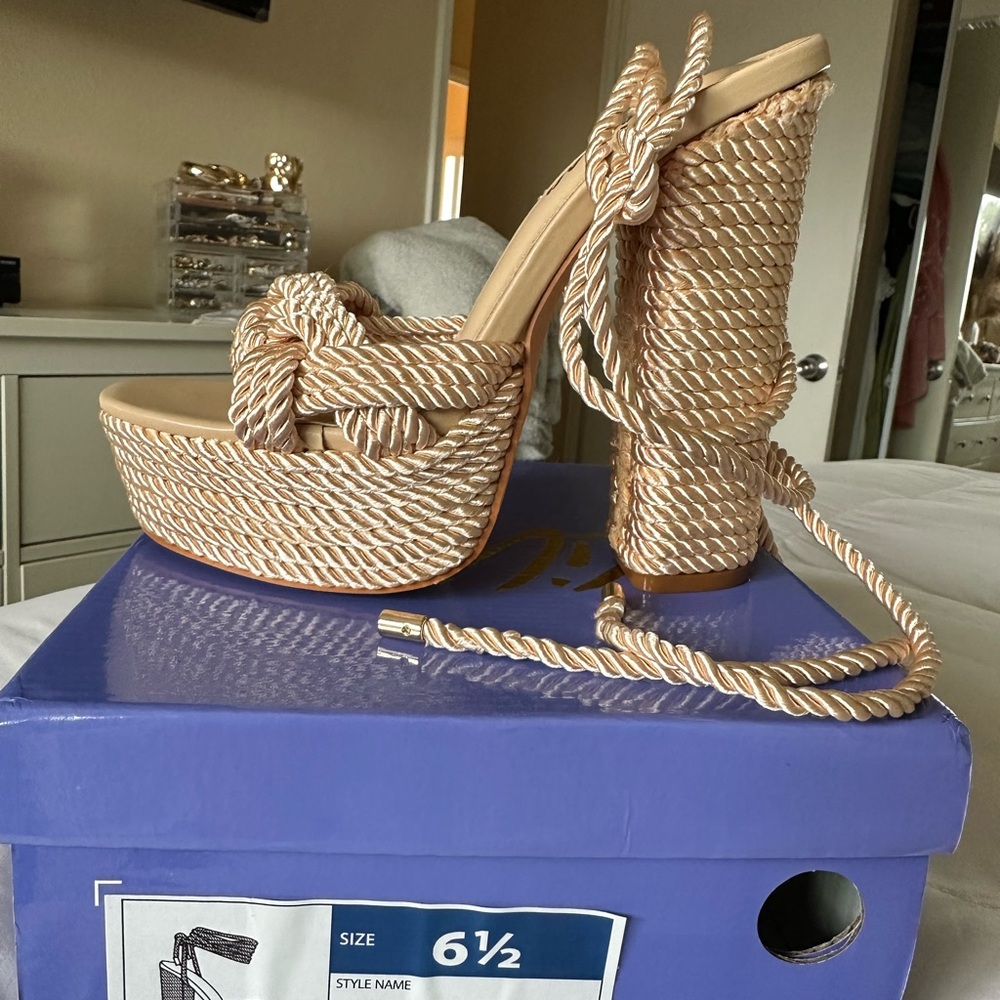 Women's Beige Platform Heels